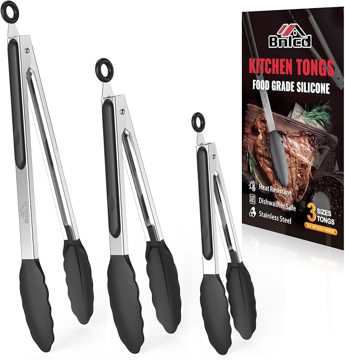 600ºF Heat Resistant Kitchen Tongs, Premium Locking Cooking Tongs by Bnlcd