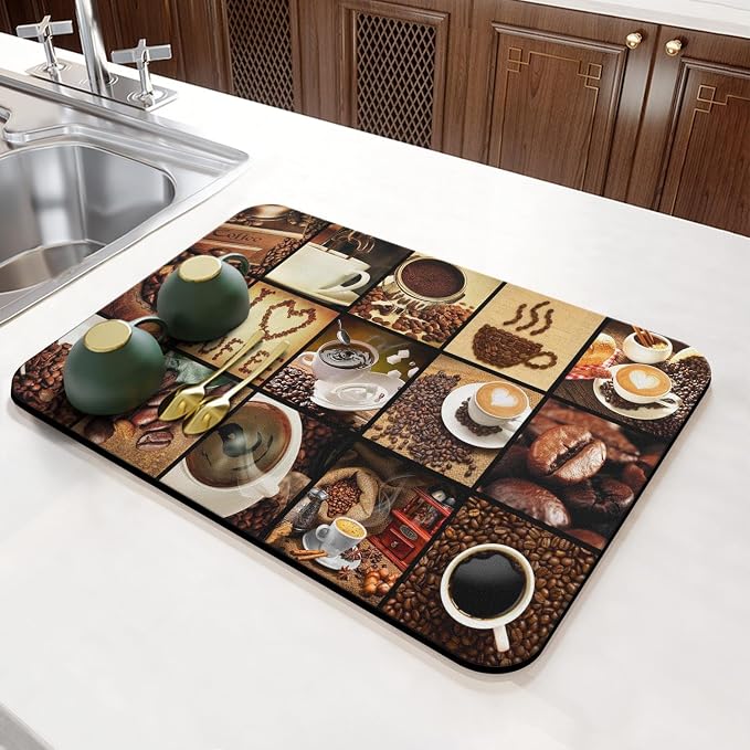 Coffee Mat 23inx15in, Anti-Slip & Waterproof Coffee Bar Accessories, Absorbent - Image 4