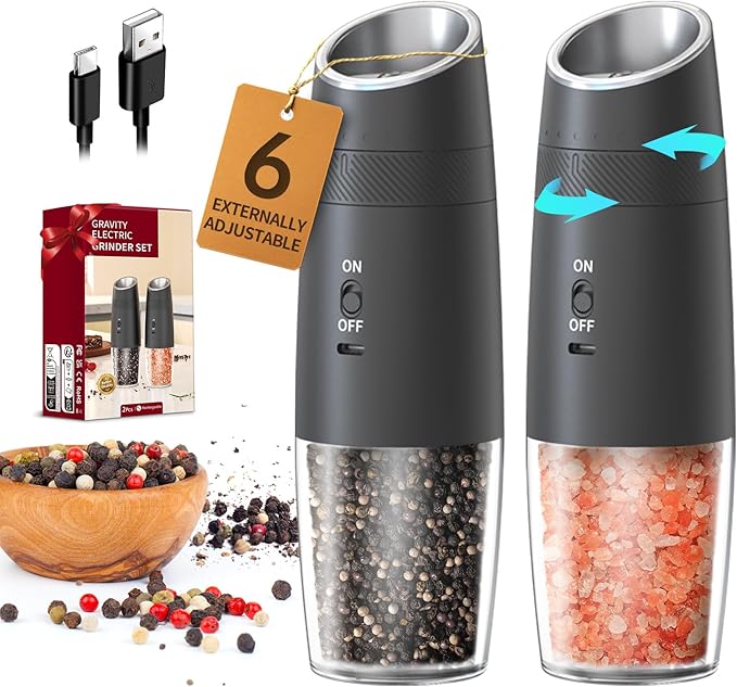 CIRCLE JOY Gravity Electric Salt and Pepper Grinder Set Rechargeable Automatic by CIRCLEJOY