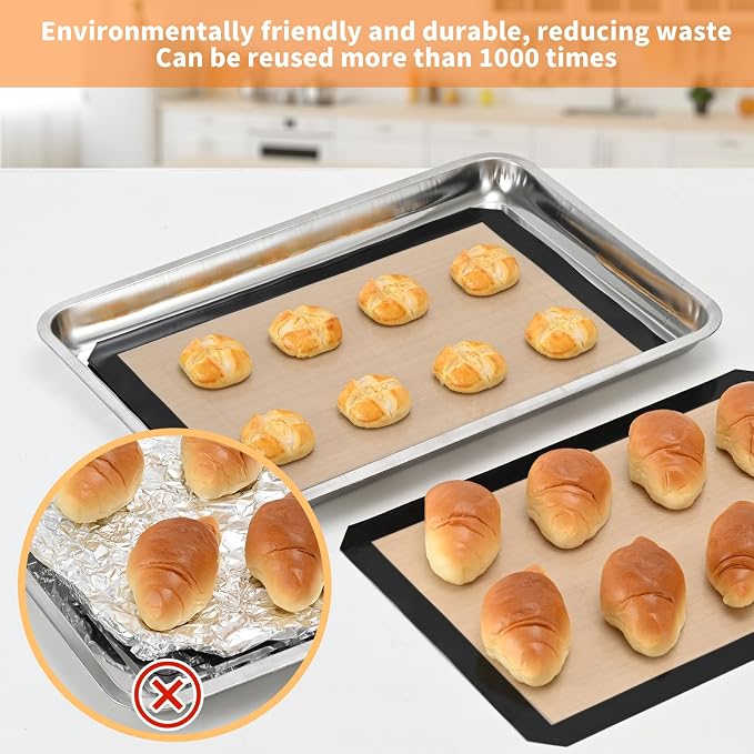 Luckyiren 2-Pack Silicone Baking Mats – Non-Stick Reusable Oven Liners - Image 7