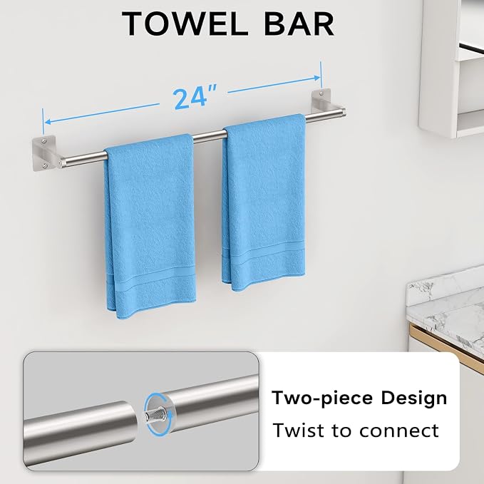Brushed Nickel Bathroom Accessories Set, KLJKPA 4 Pieces Bathroom Hardware Set - Image 2