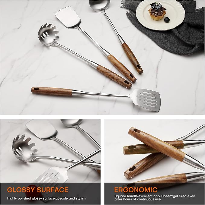 10 Pcs Cooking Utensils Set 304 Stainlss Steel Kitchen Utensils Set Heat - Image 4