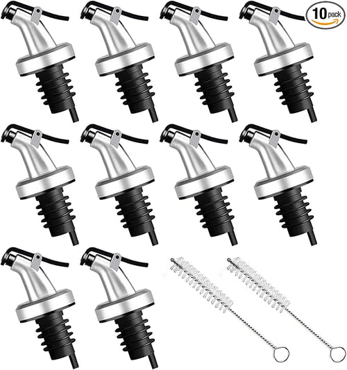10 Pack Oil Spouts, Olive Oil Vinegar Bottle Stopper Dispenser by Auconda
