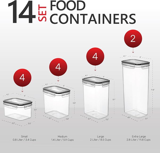 DWËLLZA KITCHEN Set of 14 Airtight Food Storage Containers - Image 3