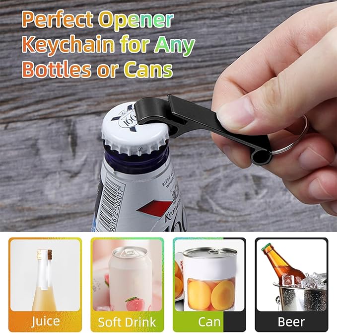 100 Pack Black Metal Bottle Opener Keychains, Tiny Beverage Opener Party Favor - Image 4