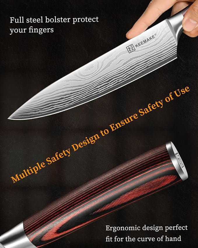 KEEMAKE 3 Pieces Knife Set, High Carbon Stainless Steel Chef Knives Sets - Image 4
