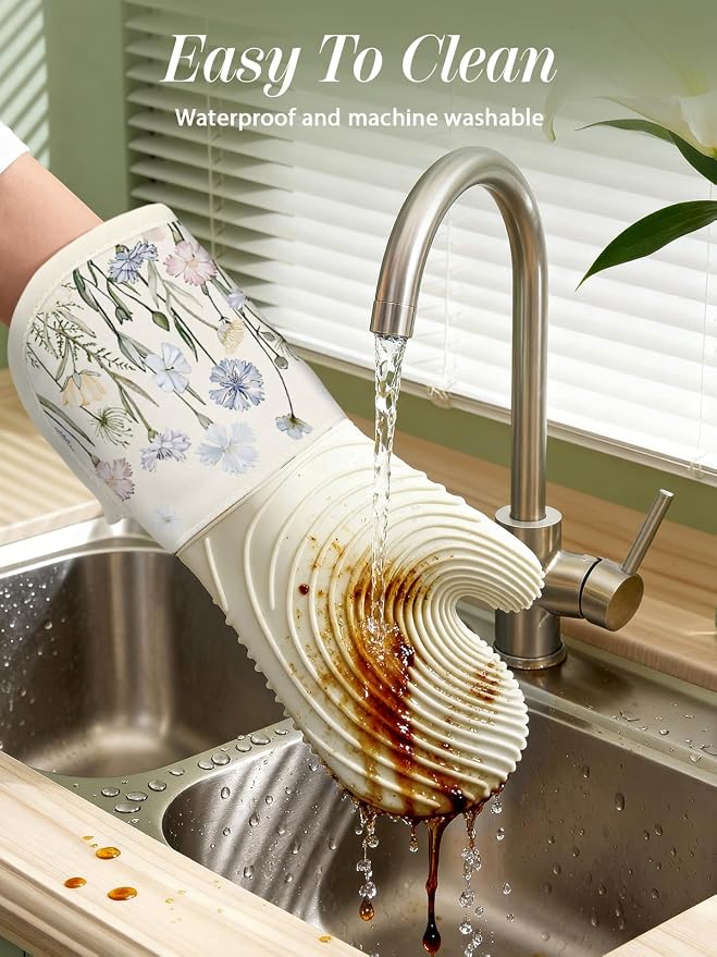 Slohif Long Silicone Oven Mitts Heat Resistant - Image 4