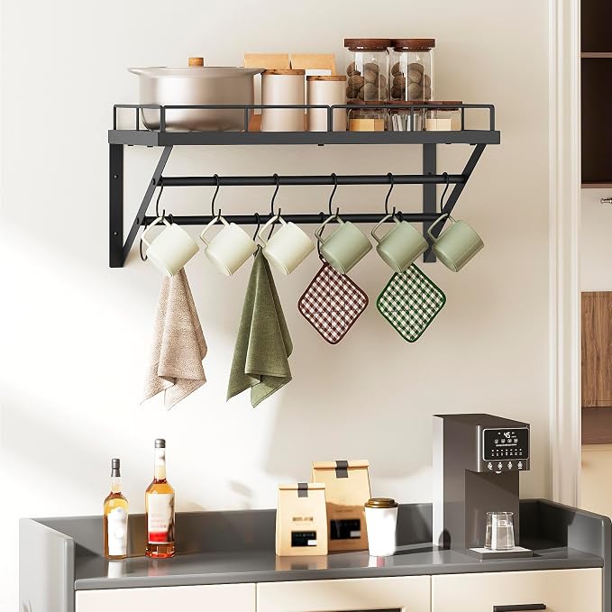 YATINEY Wall Mounted Pot Rack, 23.8 Inch Pot and Pan Organizer - Image 7