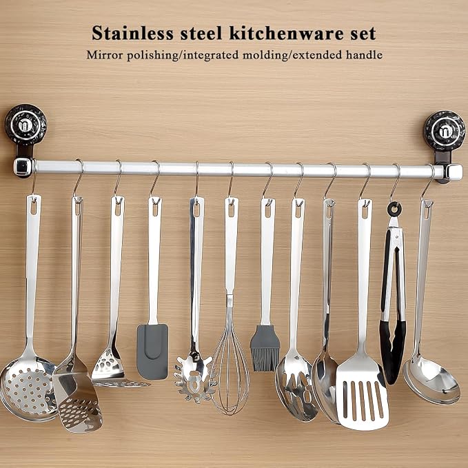 Kitchen Cooking Utensils Set 26 Pieces, Stainless Steel Heavy Duty Sturdy - Image 3