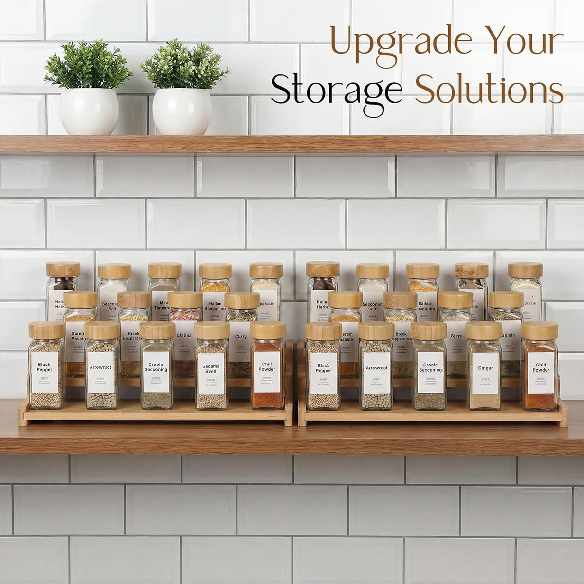 Spice Rack Organizer for Cabinet, 18in Bamboo Tiered Spice Rack,Used