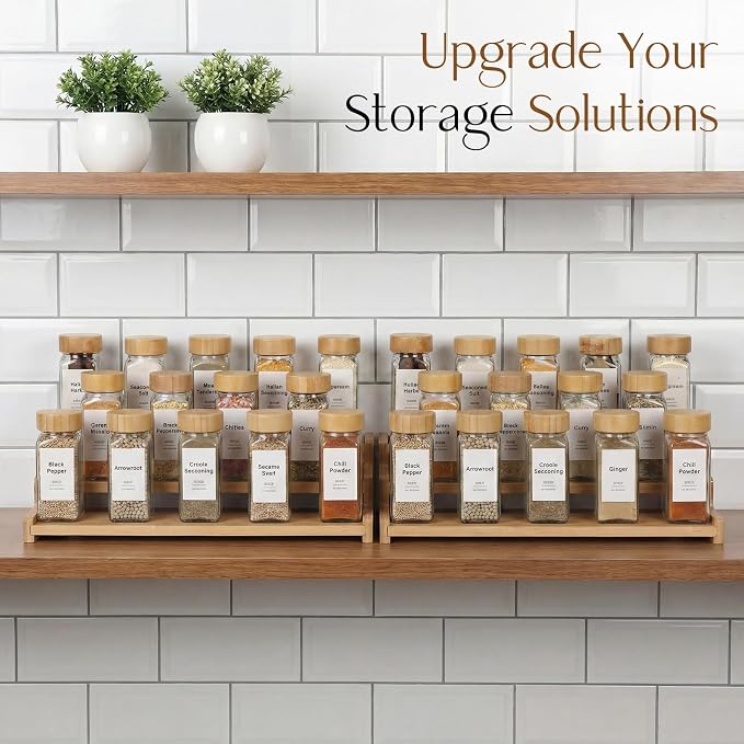 Spice Rack Organizer for Cabinet, 18in Bamboo Tiered Spice Rack，Used for - Image 6