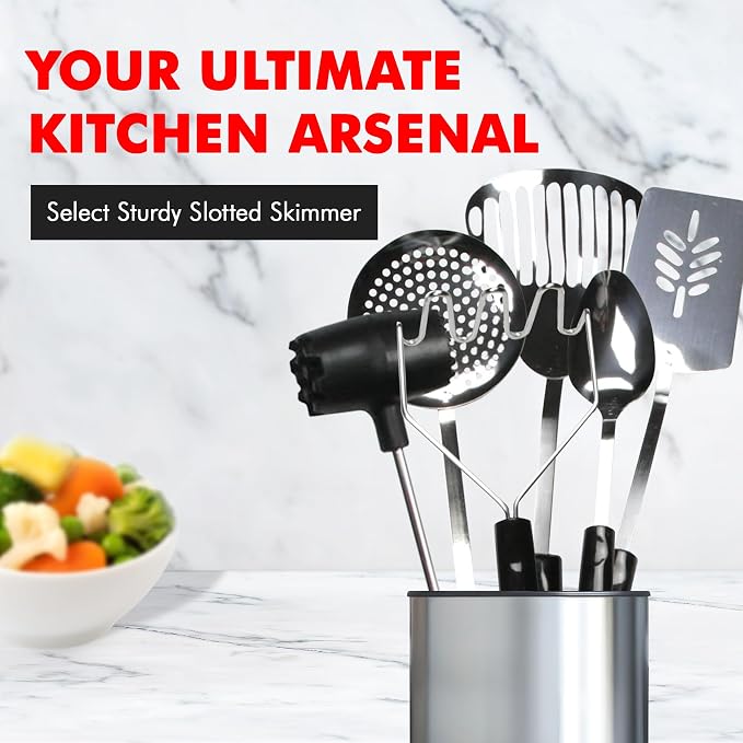 Chef Craft Select Slotted Sturdy Skimmer, 13 inch, Stainless Steel - Image 3