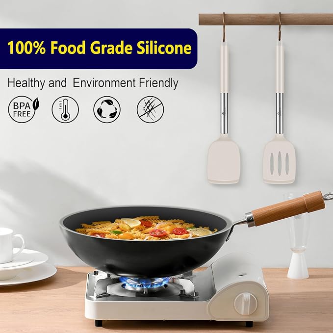 HOTEC Silicone Spatula Set of 2 Heat-Resistant 600°F & BPA-Free Kitchen - Image 7