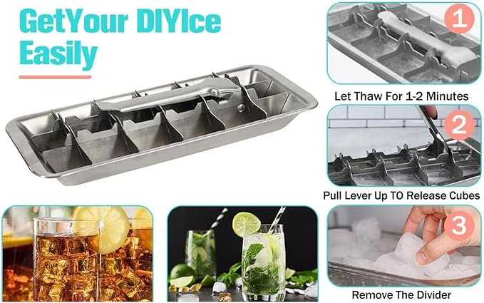 Metal Ice Cube Trays, Stainless Steel Ice Cube Trays, 18-Slot Ice Cube Tray - Image 5