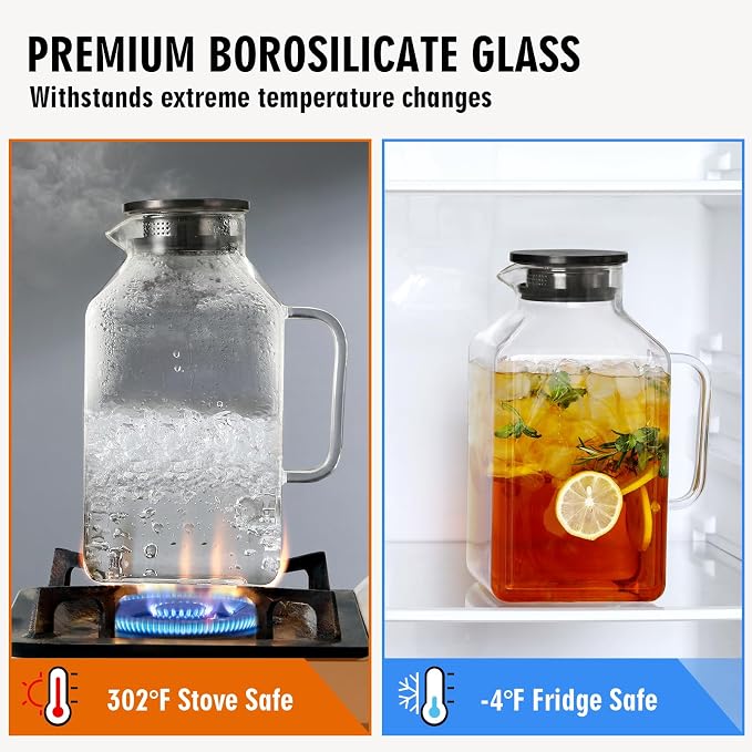 1 Gallon Square Glass Pitcher - Image 6