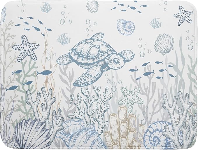 Giwawa Ocean Turtle Dish Drying Mat, Coastal Sea Tortoise Decorative Dish by Giwawa