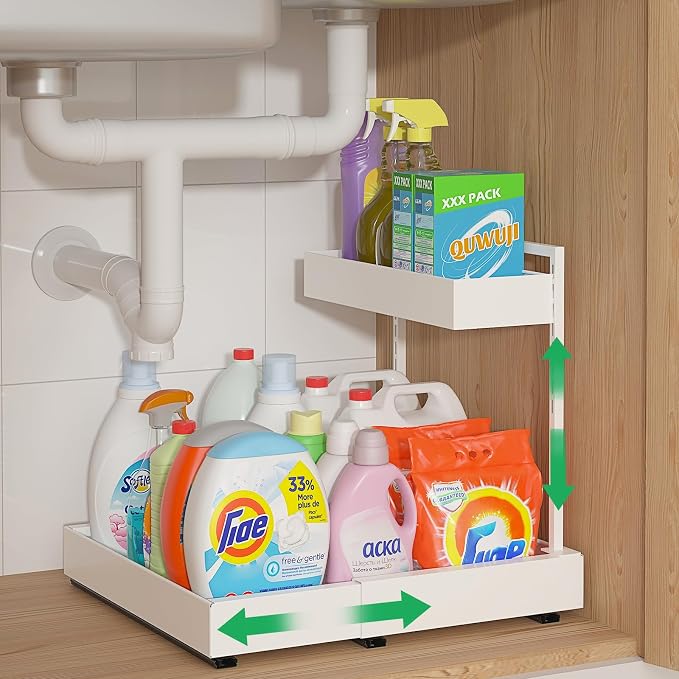 REALINN Expandable Under Sink Organizers and Storage, 2 Tier Under Cabinet by REALINN