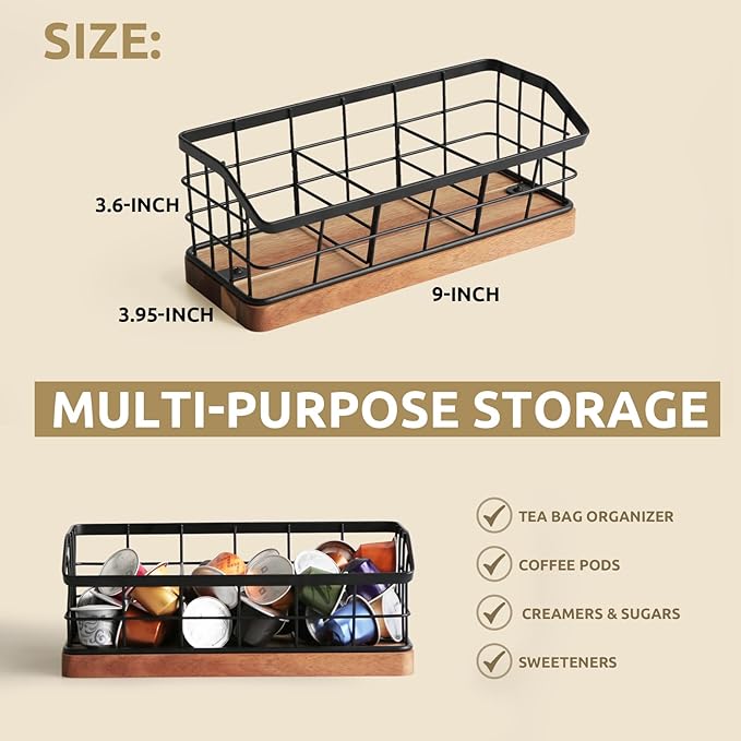 WILDMOS Tea Bag Organizer, Iron Wire Basket - Image 6