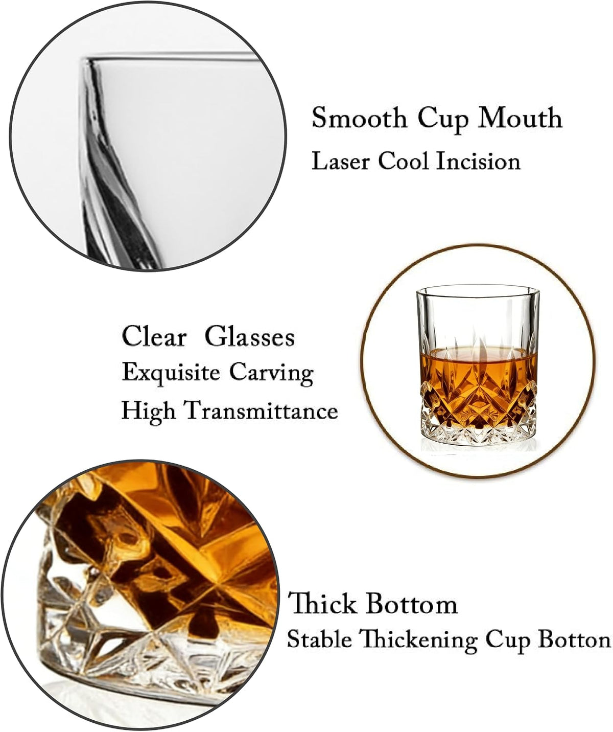 Crystal Whiskey Glasses Set of 6 Large Lead-Free Crystal Glass Tasting