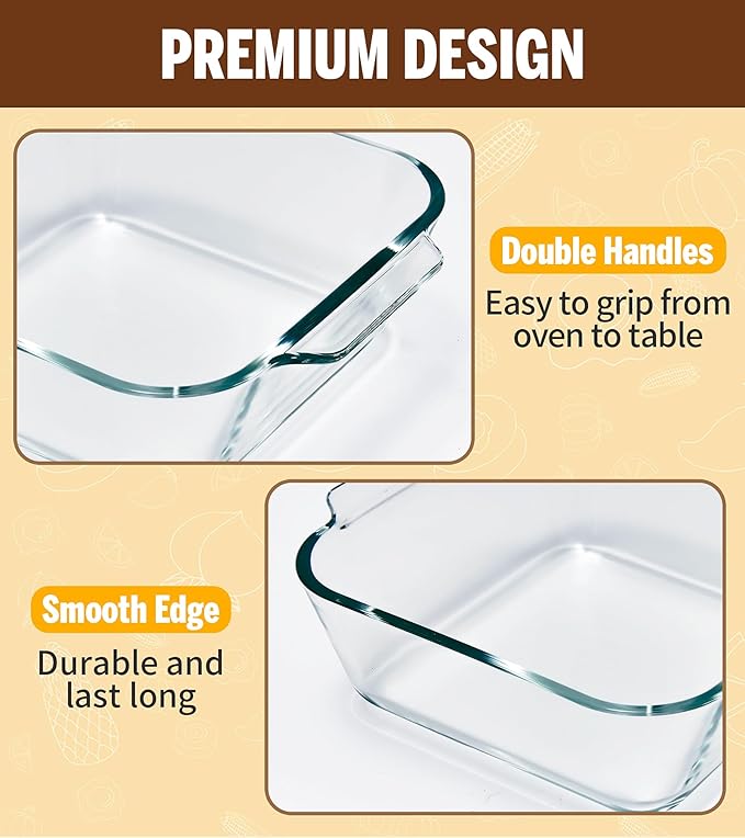 6"x6" Baking Pan, Square Baking Dishes 2 Pack Glass Bakeware Dish - Image 2