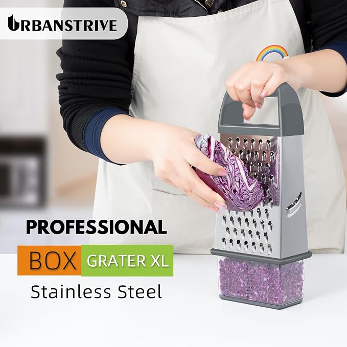 Urbanstrive Cheese Grater With Container, Professional Cheese Grater with Handle - Image 5