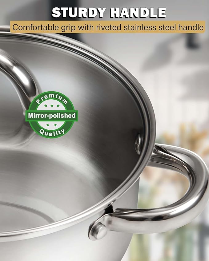 Cook N Home Stockpot with Lid, Basics Stainless Steel Soup Pot - Image 6