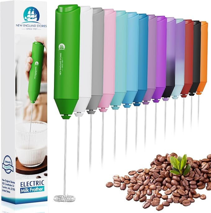 Powerful Milk Frother Handheld Foam Maker, Mini Whisk Drink Mixer by NewEnglandStories