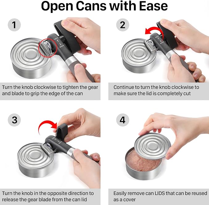 Beneno Can Opener, Manual Side Safe Cut Can Opener Smooth Edge - Image 6