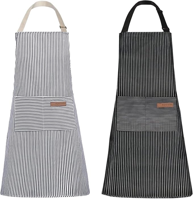 Tosewever 2 Pieces Kitchen Cooking Aprons, Cotton Polyester Blend Adjustable by Tosewever