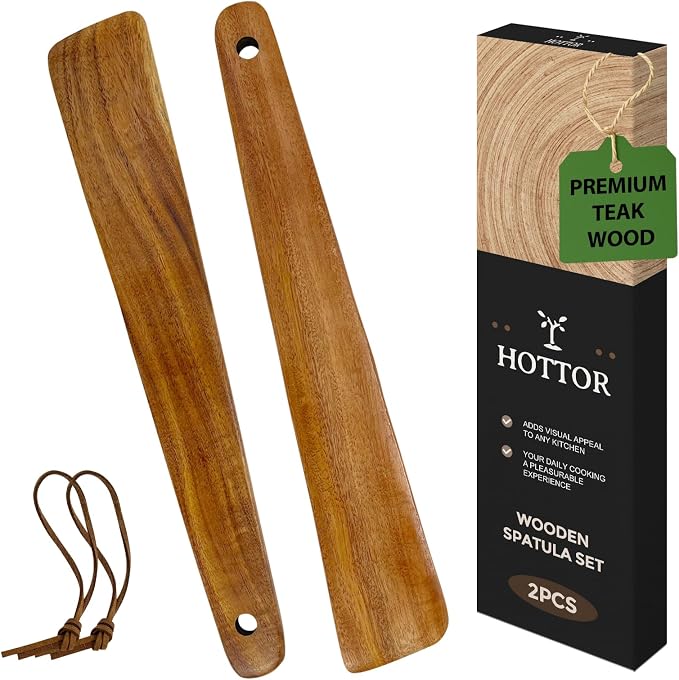 Teak Wood Spatula for Cooking, 12.2 Inch Flat Wooden Spatula for Cast Iron by Unknown