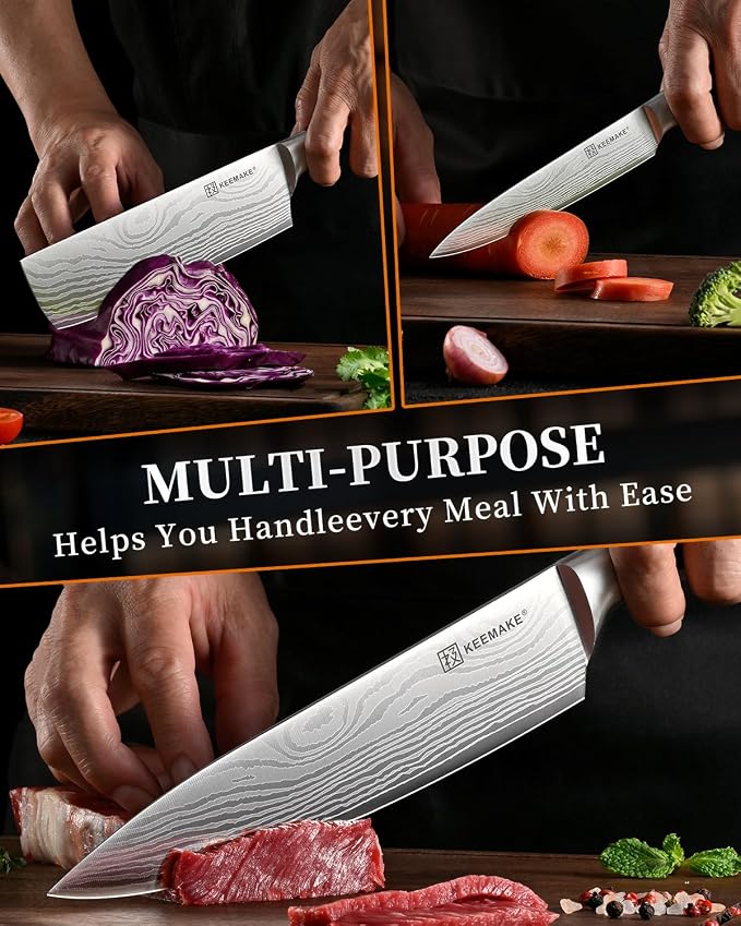 KEEMAKE 3 Pieces Knife Set, High Carbon Stainless Steel Chef Knives Sets - Image 5