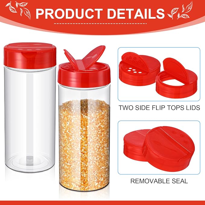 Zhehao 24 Pieces Plastic Spice Containers Plastic Spice Bottles Clear Reusable - Image 5