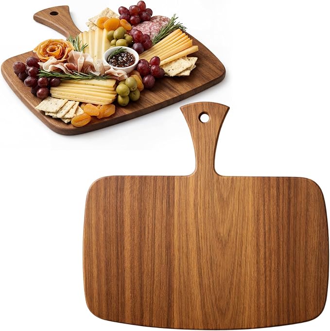 Nuenen Wood Cutting Board with Handle 12x11x0.47 Inch Acacia Bamboo Wooden by Nuenen