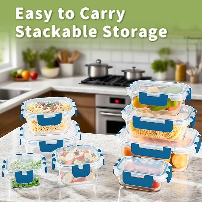 HOMBERKING 8 Pack Glass Food Storage Containers - Image 3