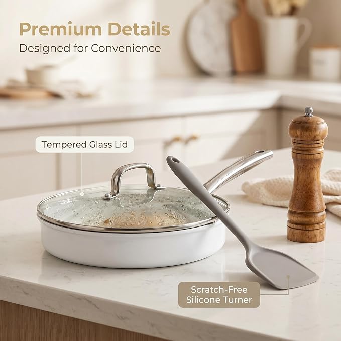 5Pcs Nonstick Cookware Set, Aluminum Nonstick Pots and Pans - Image 5