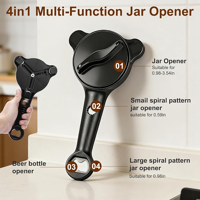 Jar Opener for Seniors, 4-in-1 Adjustable Lid Opener - Image 4