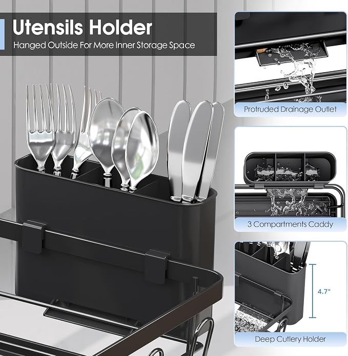 Urackify Dish Drying Rack for Kitchen Counter, Sink Dish Rack - Image 5