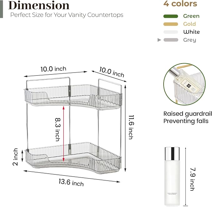 Aveniee Corner Bathroom Counter Organizer, Bathroom Countertop Shelf Makeup - Image 3
