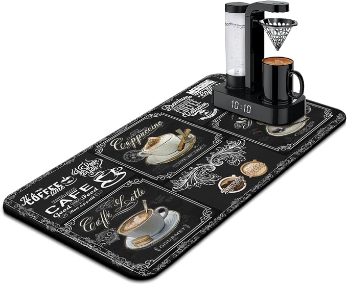Coffee Mat 17inx31.5in, Coffee Bar Mat by Kuyig+Home