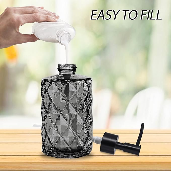 11oz Glass Soap Dispenser with Plastic Pump, Lotion Shower Gel - Image 7