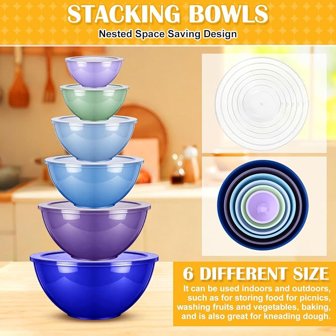 LemonRoad 6 Pcs Plastic Mixing Bowl Set - Image 3
