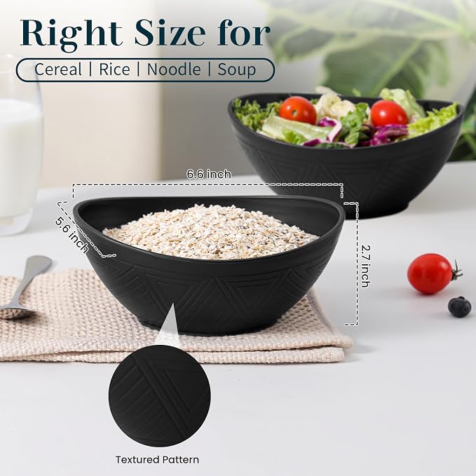 Plastic Bowls 26 OZ, Unbreakable Wheat Straw Bowl 4 PCS, Microwave and - Image 3