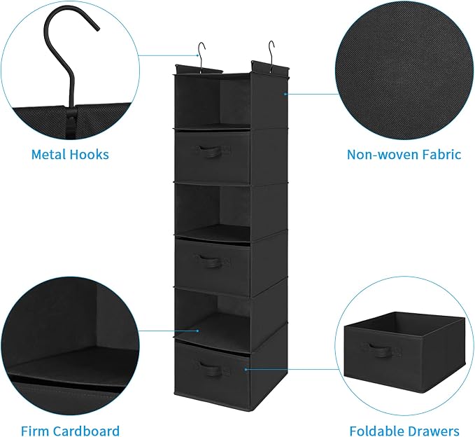 MAX Houser 6 Tier Shelf Hanging Closet Organizer, Closet Hanging Shelf - Image 9