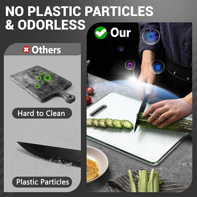 Tempered Glass Cutting Board for Kitchen Counter, Plastic Free, Scratch - Image 5