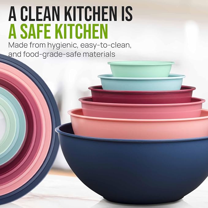 Zulay Kitchen 12 Piece Plastic Mixing Bowls - Image 6