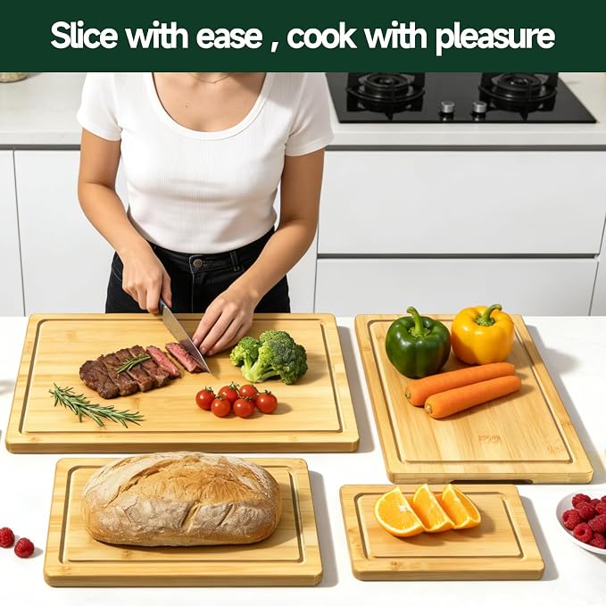 4-Piece Set Bamboo Cutting Board - Image 7