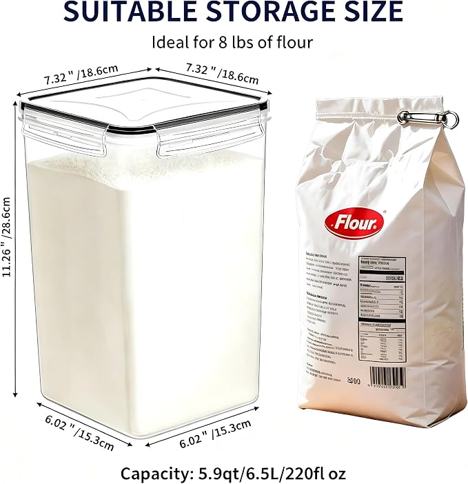 4 Pieces 6.5L / 220 oz Large Food Storage Containers, BPA Free Plastic Airtight - Image 2