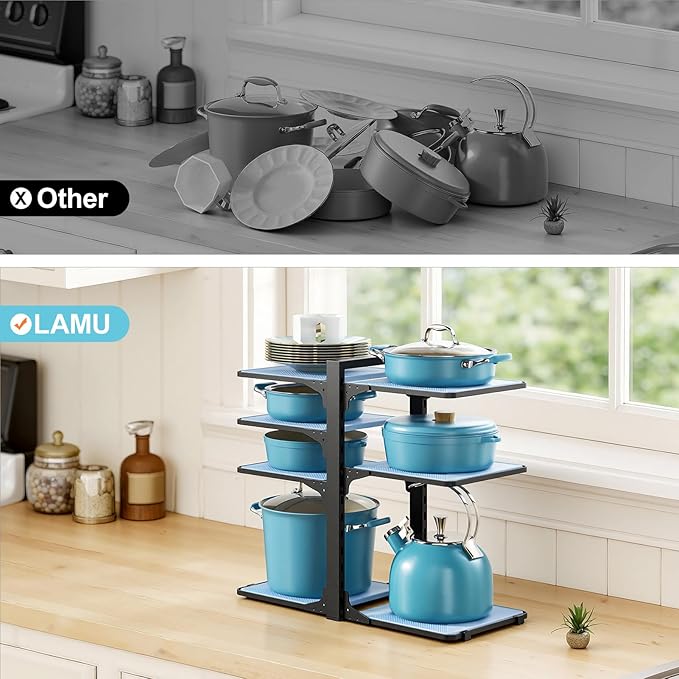 LAMU Pots and Pans Organizer under Cabinet, 8-Tier Heavy Duty Pan Organizers - Image 7