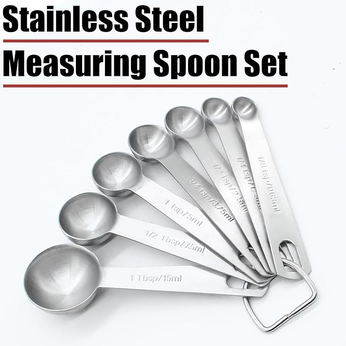 Luomorgo 7 Pcs/Set Measuring Spoons Set, Stainless Steel Measuring Spoons & - Image 3