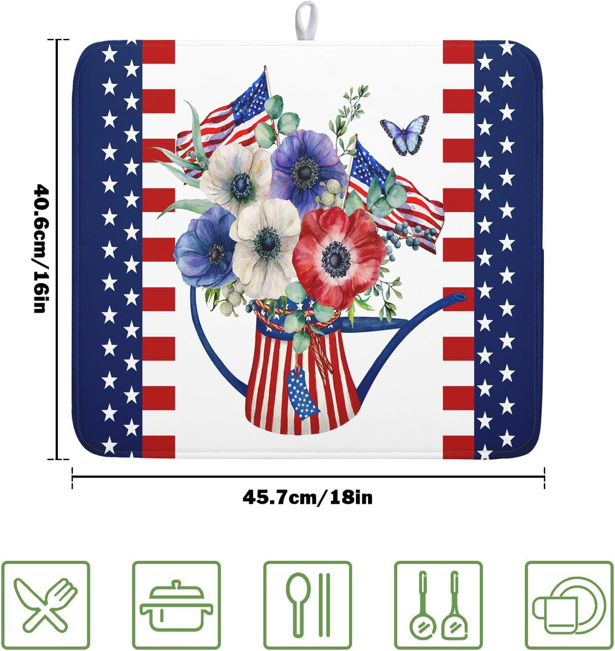 American Flag 4th of July Dish Drying Mats for Kitchen Counter